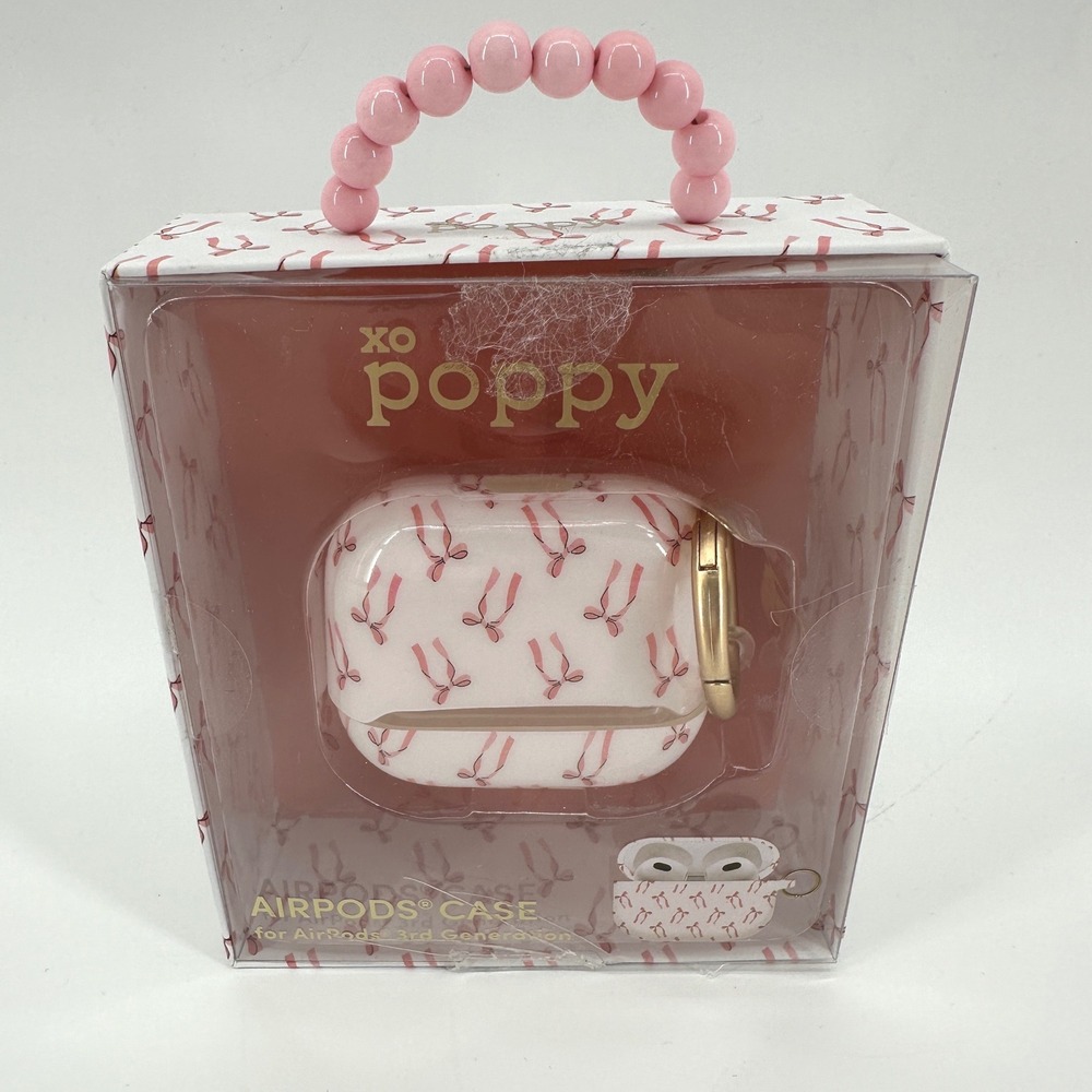 XO Poppy AirPods Case 3rd Gen Pink Bow Print Shockproof Wireless Charging Pink